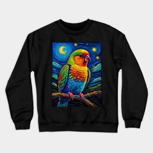 Lovebird in starry night Crewneck Sweatshirt